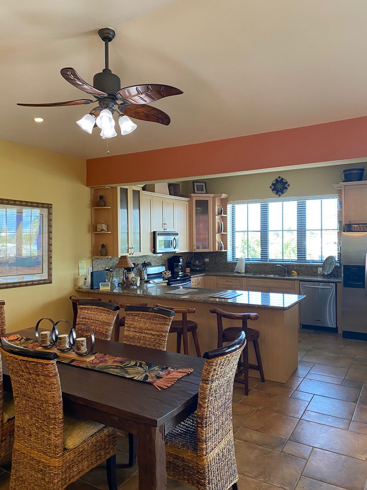 dining and kitchen areas